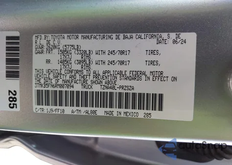 2024 Toyota Tacoma Sr5 2Wd z USA, uszkodzony, nr VIN 3TMKB5FN6RM007094